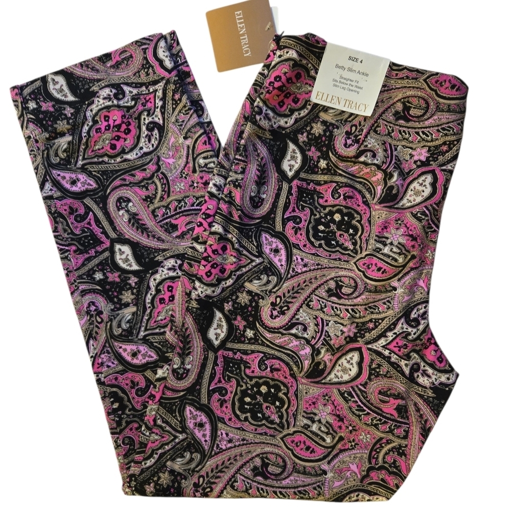 Ellen Tracy Paisley Print Pants SZ 4
